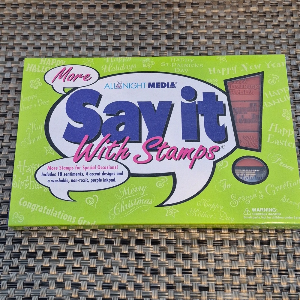 ALL NIGHT MEDIA "SAY IT WITH STAMPS" Sentiments Foam Mounted Rubber Stamp Set